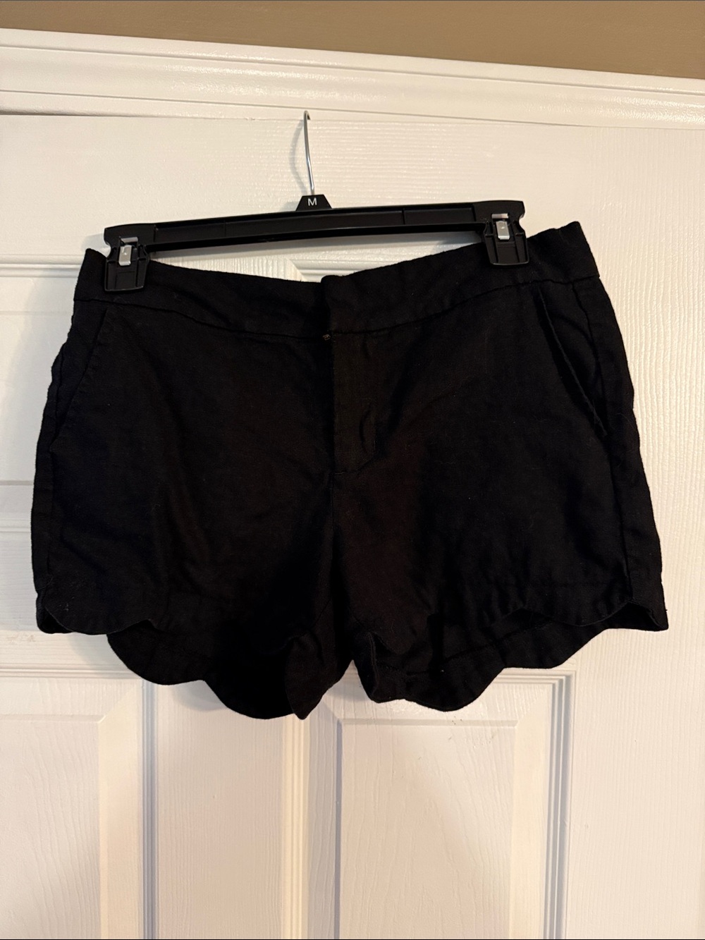 Blue Rain Black Scallop-Hem Casual Shorts